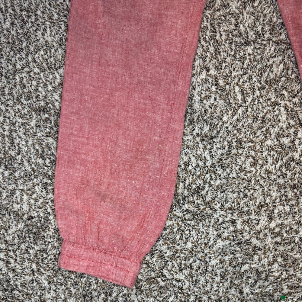 Nicole Miller New York 100% Linen Cargo Jogger Pants Pink Coral Size Medium - Picture 4 of 7